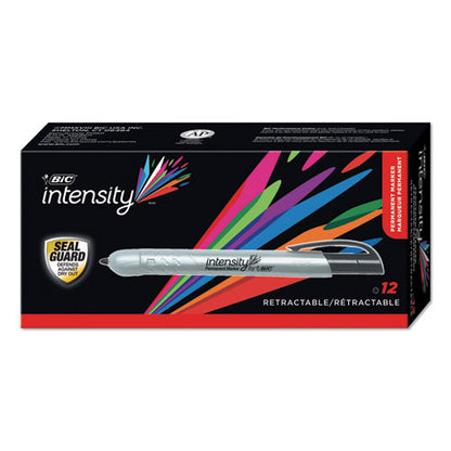 Intensity Retractable Permanent Marker, Fine Bullet Tip, Black, Dozen