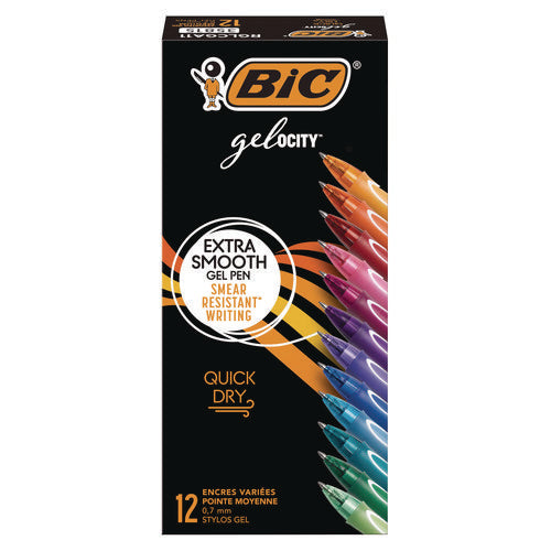 Gel-ocity Quick Dry Gel Pen, Retractable, Fine 0.7 Mm, Assorted Ink And Barrel Colors, Dozen