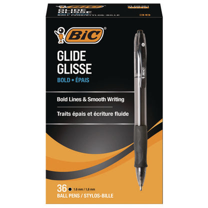 Glide Bold Ballpoint Pen Value Pack, Retractable, Bold 1.6 Mm, Black Ink, Smoke Barrel, 36/pack