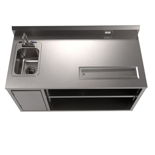 Stainless Steel Beverage Table With Left Sink, Rectangular, 30" X 60" X 41.5", Silver Top, Silver Base/legs