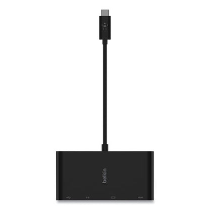 Usb-c Multimedia Adapter, Hdmi/ethernet/usb-a/usb-c/vga, 4.33", Black