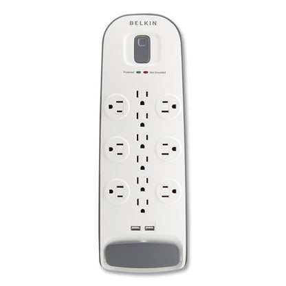 Home/office Surge Protector, 12 Ac Outlets, 6 Ft Cord, 3,996 J, White/black
