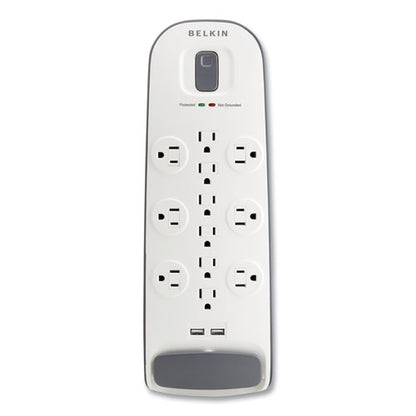 Home/office Surge Protector, 12 Ac Outlets, 6 Ft Cord, 3,996 J, White/black