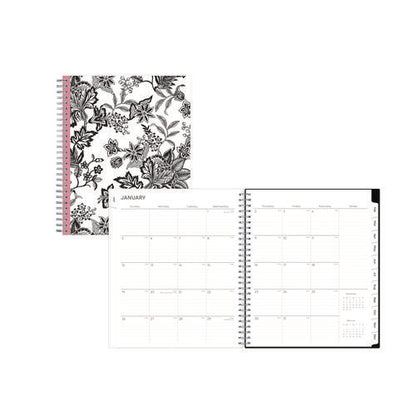 Analeis Monthly Planner, Floral Artwork, 10 X 8, White/black/coral Cover, 12-month (jan To Dec): 2026