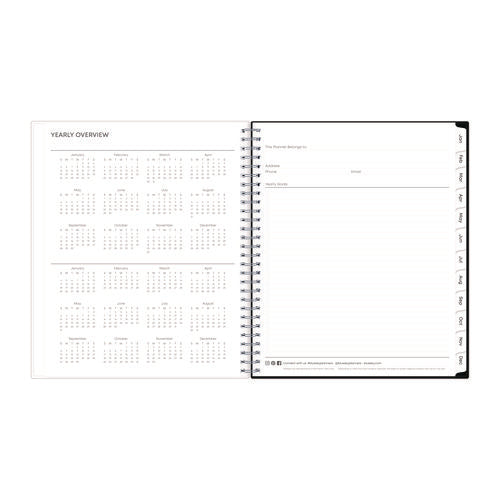 Analeis Monthly Planner, Floral Artwork, 10 X 8, White/black/coral Cover, 12-month (jan To Dec): 2026
