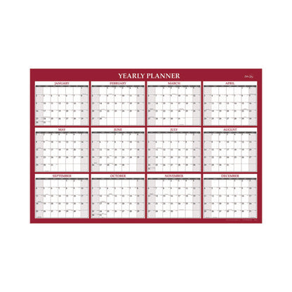Classic Red Laminated Erasable Wall Calendar, 48 X 32, White/red/gray Sheets, 12-month (jan To Dec): 2026