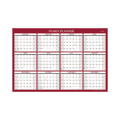 Classic Red Laminated Erasable Wall Calendar, 48 X 32, White/red/gray Sheets, 12-month (jan To Dec): 2026