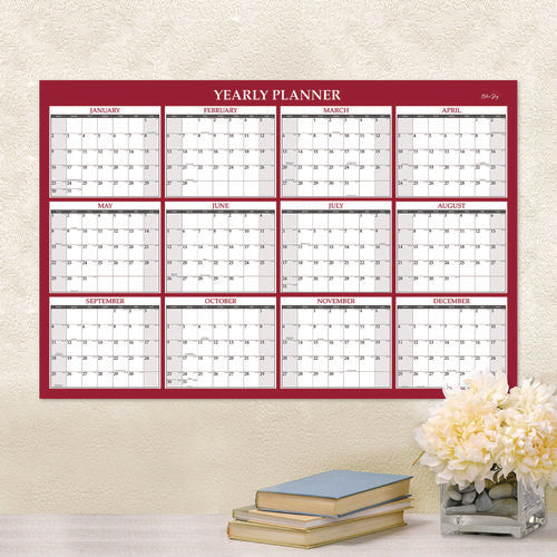 Classic Red Laminated Erasable Wall Calendar, 48 X 32, White/red/gray Sheets, 12-month (jan To Dec): 2026