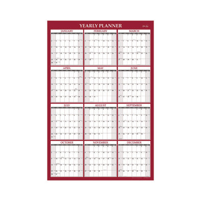 Classic Red Laminated Erasable Wall Calendar, 48 X 32, White/red/gray Sheets, 12-month (jan To Dec): 2026