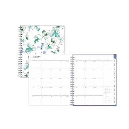 Lindley Monthly Planner, Floral Artwork, 10 X 8, White/blue/green Cover, 12-month (jan To Dec): 2026