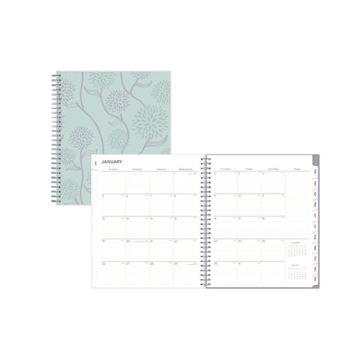 Rue Du Flore Monthly Planner, Floral Artwork, 10 X 8, Jade/lavender Cover, 12-month (jan To Dec): 2026