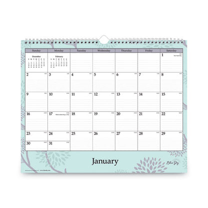 Rue Du Flore Wall Calendar, Floral Artwork, 12 X 15, White/jade/lavender Sheets, 12-month (jan To Dec): 2025