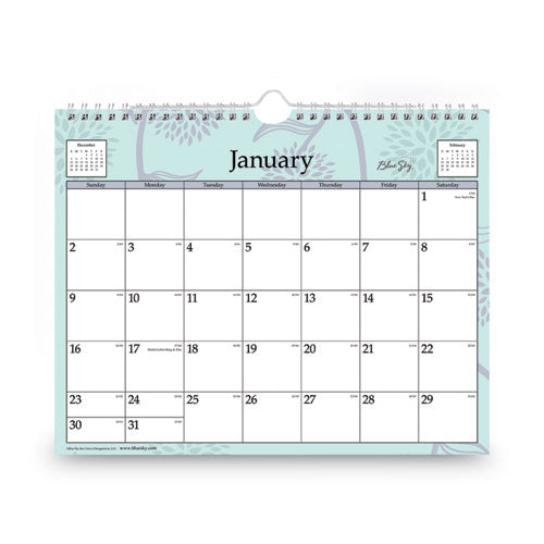 Rue Du Flore Wall Calendar, Floral Artwork, 11 X 8.75, White/jade/lavender Sheets, 12-month (jan To Dec): 2026
