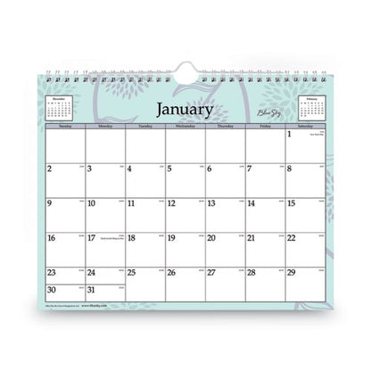 Rue Du Flore Wall Calendar, Floral Artwork, 11 X 8.75, White/jade/lavender Sheets, 12-month (jan To Dec): 2026