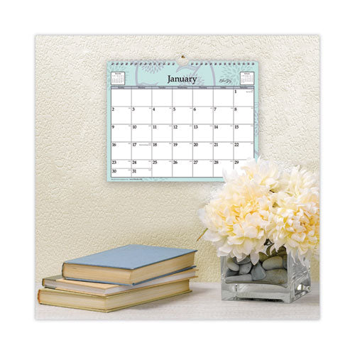 Rue Du Flore Wall Calendar, Floral Artwork, 11 X 8.75, White/jade/lavender Sheets, 12-month (jan To Dec): 2026