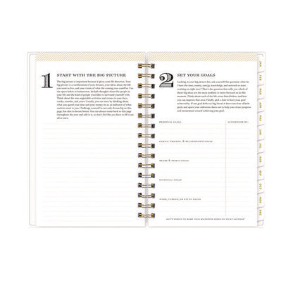 Day Designer Navy Stripe Daily/monthly Planner, Horizontal Stripe Artwork, 8 X 5, Navy/white Cover, 12-month (jan-dec): 2026