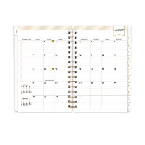 Day Designer Navy Stripe Daily/monthly Planner, Horizontal Stripe Artwork, 8 X 5, Navy/white Cover, 12-month (jan-dec): 2026