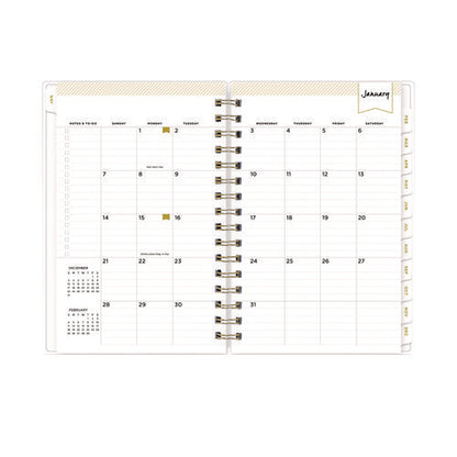 Day Designer Navy Stripe Daily/monthly Planner, Horizontal Stripe Artwork, 8 X 5, Navy/white Cover, 12-month (jan-dec): 2026