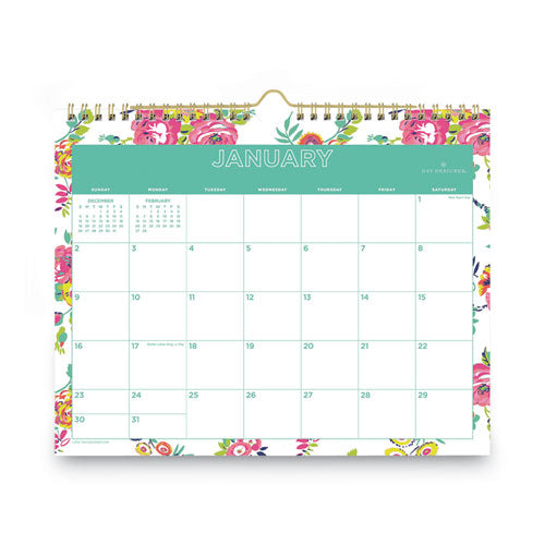 Day Designer Peyton Wall Calendar, Floral Artwork, 11 X 8.75, White/multicolor Sheets, 12-month (jan To Dec): 2026