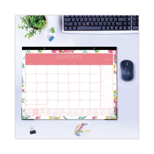 Day Designer Peyton Desk Pad Calendar, Floral Artwork, 22 X 17, Black Binding, Clear Corners, 12-month (jan To Dec): 2026