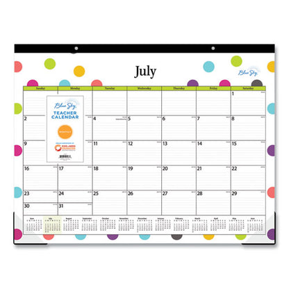 Teacher Dots Academic Desk Pad, 22 X 17, Black Binding, Clear Corners, 12-month (july To June): 2025 To 2026