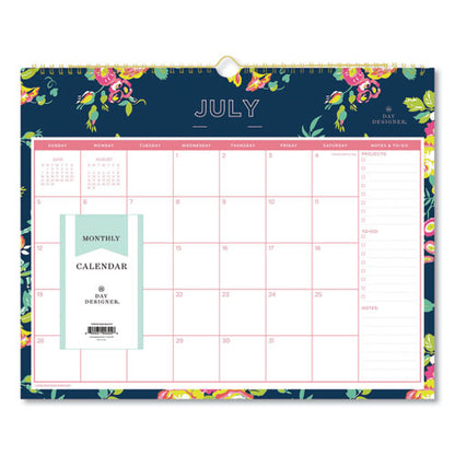 Day Designer Peyton Academic Wall Calendar, Floral Artwork, 15 X 12, White/navy Sheets, 12-month (july To June): 2025 To 2026