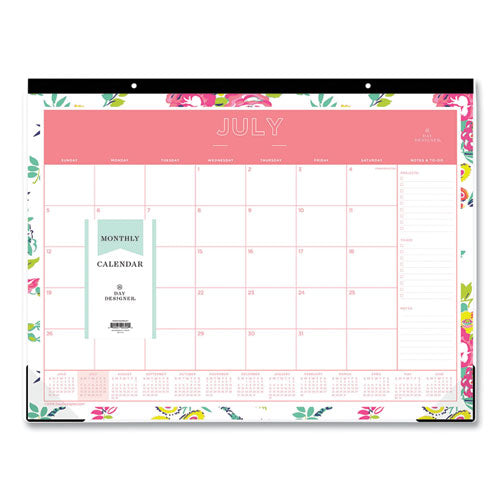Day Designer Peyton Academic Desk Pad, Floral Artwork, 22 X 17, Black Binding, Clear Corners, 12-month (july-june): 2025-2026