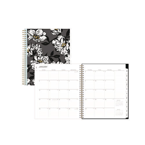 Baccara Dark Monthly Planner, Floral Artwork, 10 X 8, Gray/black/gold Cover, 12-month (jan To Dec): 2026