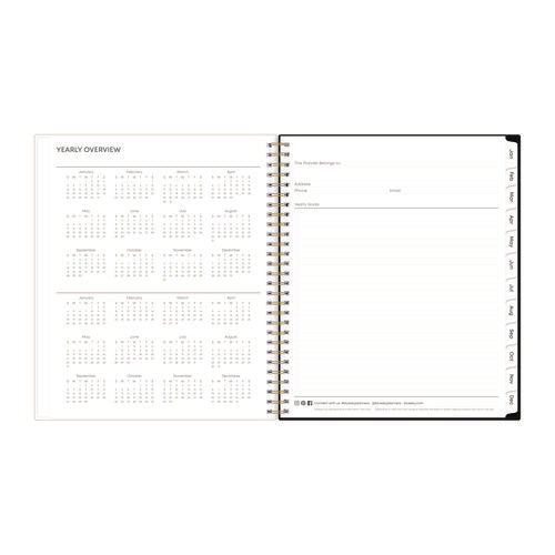 Baccara Dark Monthly Planner, Floral Artwork, 10 X 8, Gray/black/gold Cover, 12-month (jan To Dec): 2026