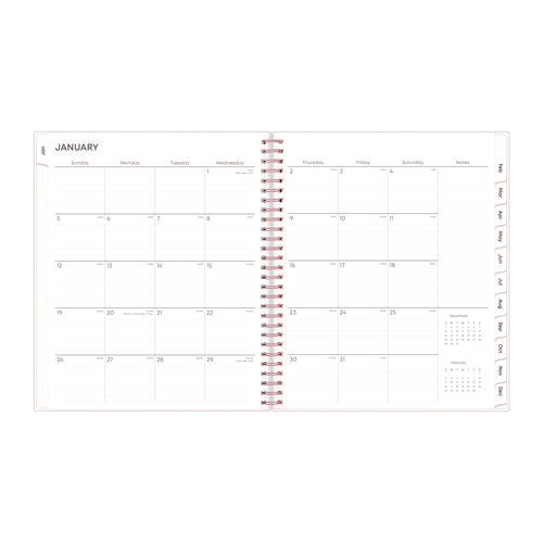 Joselyn Monthly Wirebound Planner, Floral Artwork, 10 X 8, Pink/peach/black Cover, 12-month (jan To Dec): 2026