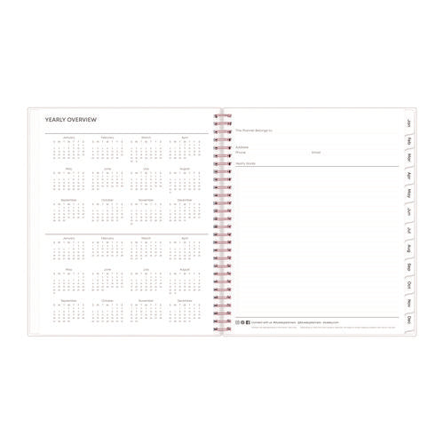 Joselyn Monthly Wirebound Planner, Floral Artwork, 10 X 8, Pink/peach/black Cover, 12-month (jan To Dec): 2026