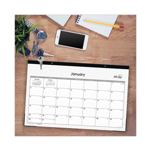 Enterprise Desk Pad, Geometric Artwork, 17 X 11, White/gray Sheets, Black Binding, Clear Corners, 12-month (jan To Dec): 2026