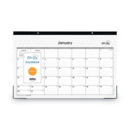 Enterprise Desk Pad, Geometric Artwork, 17 X 11, White/gray Sheets, Black Binding, Clear Corners, 12-month (jan To Dec): 2026