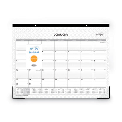 Enterprise Desk Pad, Geometric Artwork, 22 X 17, White/gray Sheets, Black Binding, Clear Corners, 12-month (jan To Dec): 2026