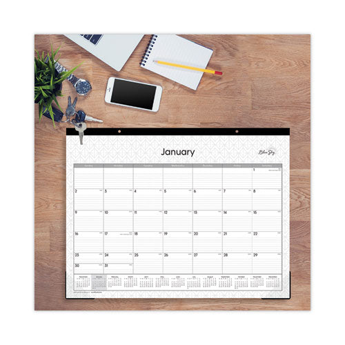 Enterprise Desk Pad, Geometric Artwork, 22 X 17, White/gray Sheets, Black Binding, Clear Corners, 12-month (jan To Dec): 2026
