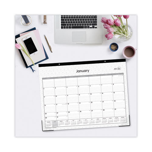 Enterprise Desk Pad, Geometric Artwork, 22 X 17, White/gray Sheets, Black Binding, Clear Corners, 12-month (jan To Dec): 2026