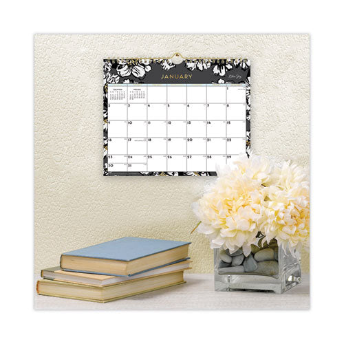Baccara Dark Wall Calendar, Floral Artwork, 11 X 8.75, White/black/gold Sheets, 12-month (jan To Dec): 2026