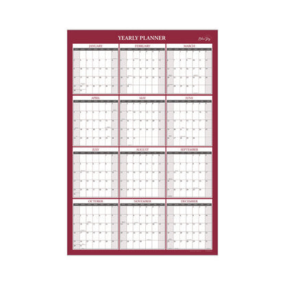 Classic Red Laminated Erasable Wall Calendar, 36 X 24, White/red/gray Sheets, 12-month (jan To Dec): 2026