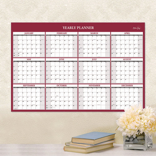 Classic Red Laminated Erasable Wall Calendar, 36 X 24, White/red/gray Sheets, 12-month (jan To Dec): 2026