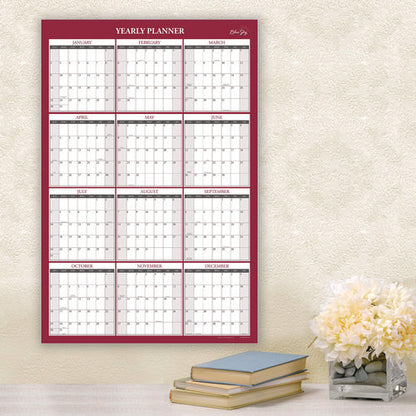 Classic Red Laminated Erasable Wall Calendar, 36 X 24, White/red/gray Sheets, 12-month (jan To Dec): 2026
