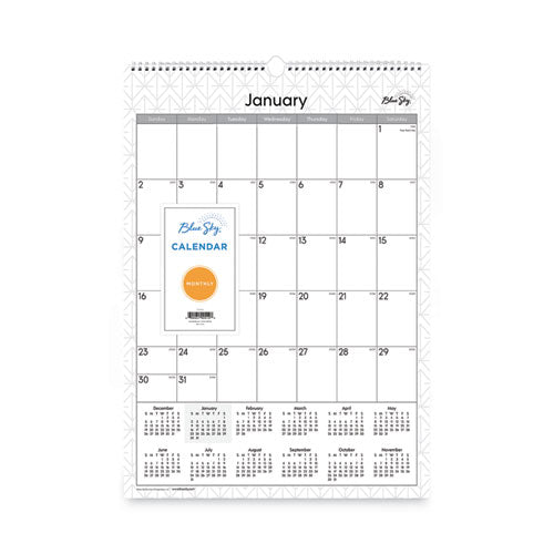 Enterprise Wall Calendar, Geometric Artwork, 12 X 17, White/gray Sheets, 12-month (jan To Dec): 2026