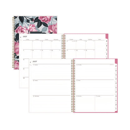 Roosevelt Pink Academic Weekly/monthly Planner, Floral Artwork, 11" X 8.5", Pink/gray Cover, 12-month (july-june): 2025-2026