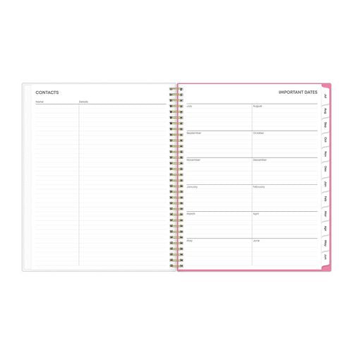 Roosevelt Pink Academic Weekly/monthly Planner, Floral Artwork, 11" X 8.5", Pink/gray Cover, 12-month (july-june): 2025-2026