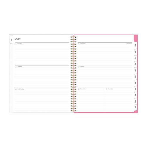 Roosevelt Pink Academic Weekly/monthly Planner, Floral Artwork, 11" X 8.5", Pink/gray Cover, 12-month (july-june): 2025-2026