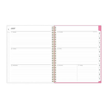 Roosevelt Pink Academic Weekly/monthly Planner, Floral Artwork, 11" X 8.5", Pink/gray Cover, 12-month (july-june): 2025-2026