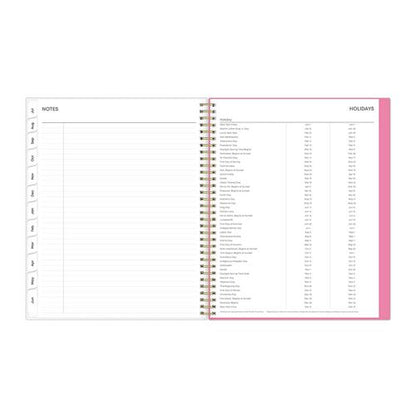 Roosevelt Pink Academic Weekly/monthly Planner, Floral Artwork, 11" X 8.5", Pink/gray Cover, 12-month (july-june): 2025-2026