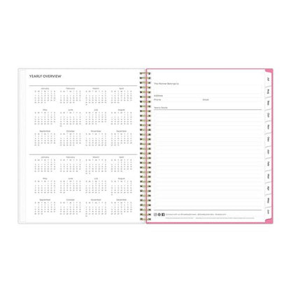 Roosevelt Pink Academic Weekly/monthly Planner, Floral Artwork, 11" X 8.5", Pink/gray Cover, 12-month (july-june): 2025-2026