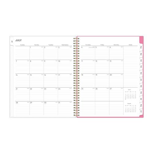 Roosevelt Pink Academic Weekly/monthly Planner, Floral Artwork, 11" X 8.5", Pink/gray Cover, 12-month (july-june): 2025-2026