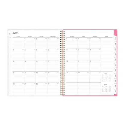 Roosevelt Pink Academic Weekly/monthly Planner, Floral Artwork, 11" X 8.5", Pink/gray Cover, 12-month (july-june): 2025-2026