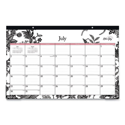 Analeis Academic Year Desk Pad Calendar, Floral Artwork, 17 X 11, White/black/coral Sheets, 12-month (july-june): 2025-2026